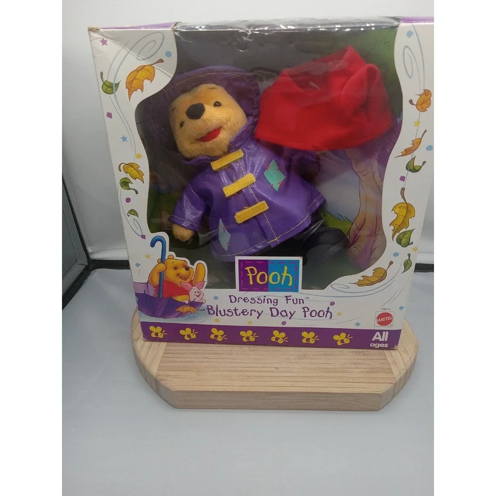 Vintage Mattel 1998 Disney Winnie The Pooh Purple Rain‎ Coat Stuffed Animal 7